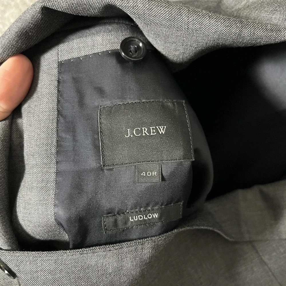 J.Crew Blazer Mens 40R‎ Gray Ludlow Tollegno Wool Coat Two Button Double Vent